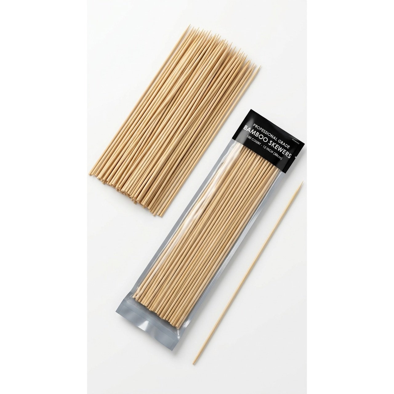 150 Bamboo Skewers 30cm (12″) BBQ Kebab Wooden Wood Sticks