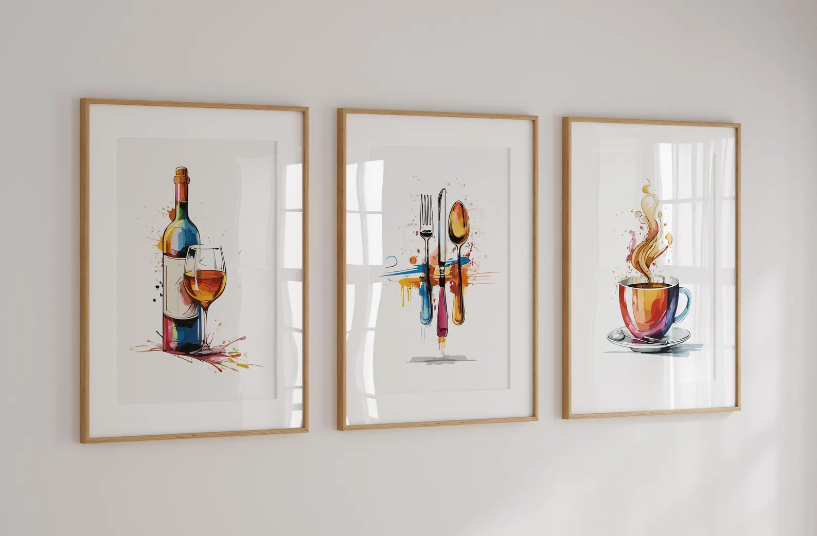 Kitchen Prints, Wall Art For Kitchen Or Dining Room, Set of 3 Prints, Colourful Kitchen Print, Colourful Kitchen Decor, Modern Art
